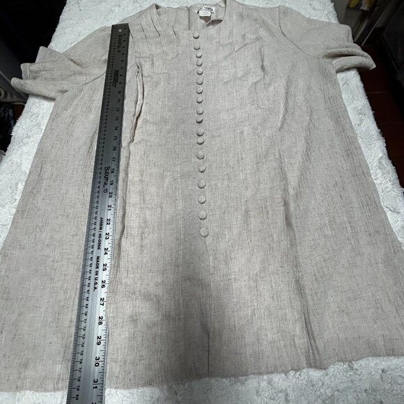 J. W. Treci Women's Button Front Tunic Pleated Top Blouse Short Sleeve 18W Beige - Picture 7 of 8